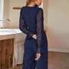 Women's Fashion V Neck Lace Sleeve Jumpsuit Belted Wide Leg Casual Formal Romper - 4 of 4