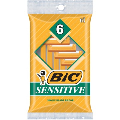 BIC Sensitive Single Blade Men's Disposable Razors - Travel Size - 6ct