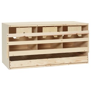 vidaXL Chicken Laying Nest 3 Compartments 28.3"x13"x15" Solid Pine Wood - 1 of 4