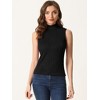 Allegra K Women's Mock Neck Sleeveless Keyhole Back Ribbed Knit Blouses - 4 of 4