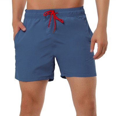 Lars Amadeus Men's Summer Beach Solid Color Mesh Lining Drawstring Waist Swim Shorts