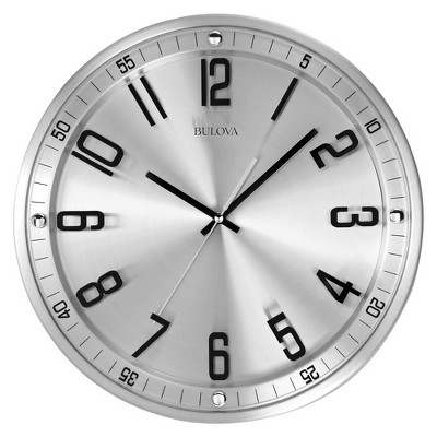 Bulova Clocks C4646 Silhouette 13 Inch Metal Analog Wall Clock, Stainless Steel