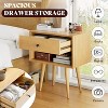 AMERLIFE Solid Wood End Table Set of 2 with Drawer & Open Cubby, Mid-Century Modern Nightstands for Bedroom & Living Room, Fully Assembled - 4 of 4