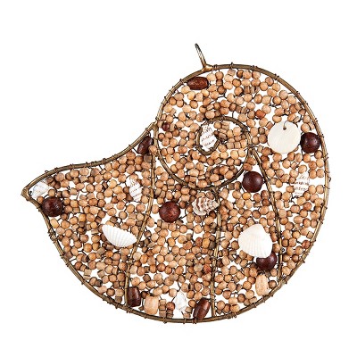 Gallerie II Natural Brown and Tan Wodd and Iron Beaded Nautilus Beach Coastal Christmas Xmas Ornament