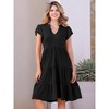 INSPIRE CHIC Women's Ruffle Short Sleeve V Neck Side Pockets Midi Dress - 3 of 4