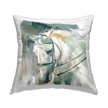 Stupell Industries Contemporary Horse Portrait Solemn Equestrian Pose Printed Pillow, 18 x 18