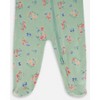 Deux par Deux Girl Printed Organic Cotton One-Piece Pajama Small Pink and Blue Flowers on Light Sage - 3 of 3