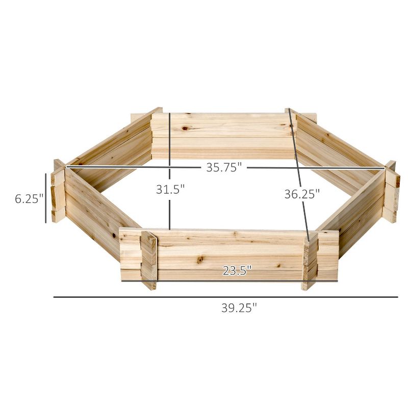 Vince39"x36"x6"Wooden Garden Bed, Hexagon Screwless Planter Box for Flowers, Herbs and Vegetables, Patio Outdoor Furniture - The Pop Home, 4 of 10