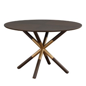 47" Round Wood Dining Table Rustic Style Crossed Pedestal Base Ideal for Kitchen Coffee-Morden Fort - 1 of 4