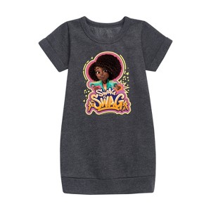 - Karma's World - Swag Is Swag Graphic Short Sleeve Fleece Dress - 1 of 2