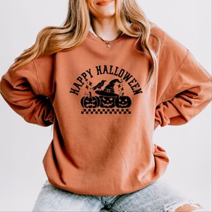 Simply Sage Market Happy Halloween Arch Distressed Lightweight Garment Dyed Sweatshirt - 1 of 4