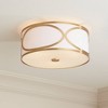 Possini Euro Design Whinn 15" Modern Flush-Mount Ceiling Light Fixture Kitchen Foyer Hallway Drum Round Warm Brass Finish Metal Bedroom Bathroom - 2 of 4