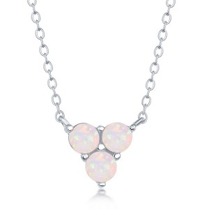 Opalata Sterling Silver Triple White Opal Cluster Necklace - White - 16+2 Inch - 1 of 2