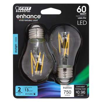 Feit Electric Enhance A15 E26 (Medium) Filament LED Bulb Clear Daylight 60 Watt Equivalence 2 pk