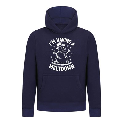 Everyday Kids Christmas Collection I’m Having a Meltdown Pullover Hoodie – Funny Snowman Holiday Sweatshirt - Navy