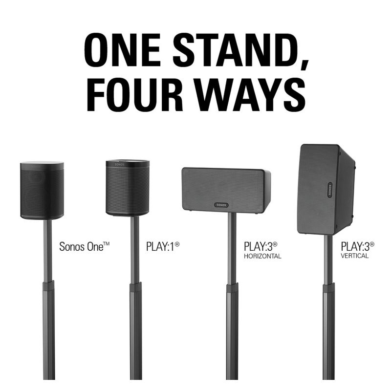 Sanus WSSA1 Adjustable Height Wireless Speaker Stand for Sonos ONE, PLAY:1, and PLAY:3 - Each, 3 of 7