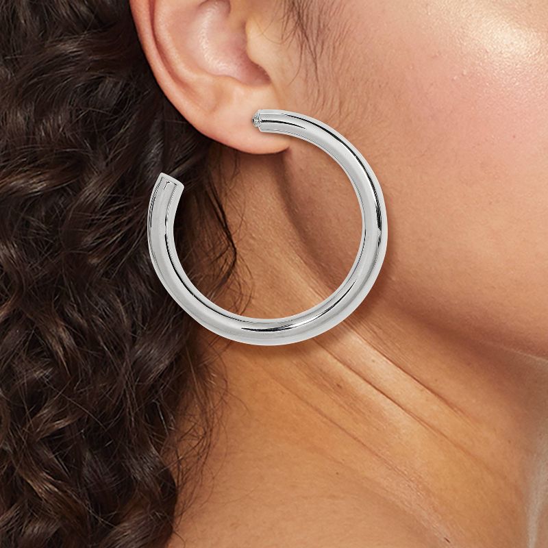 Tubular Hoop Earrings - A New Day&#8482; Silver, 3 of 5