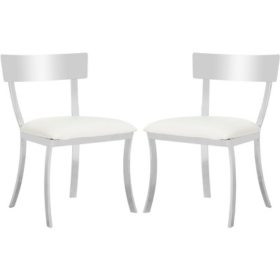 Abby 19'' White and Chrome Modern Side Chairs, Set of 2