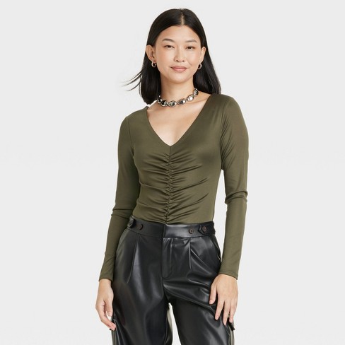 Women's Mock Turtleneck Tank Bodysuit - A New Day™ Light Green M : Target