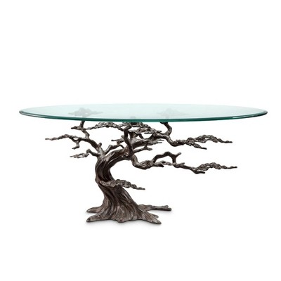SPI Home Cypress Tree Coffee Table with Glass Top