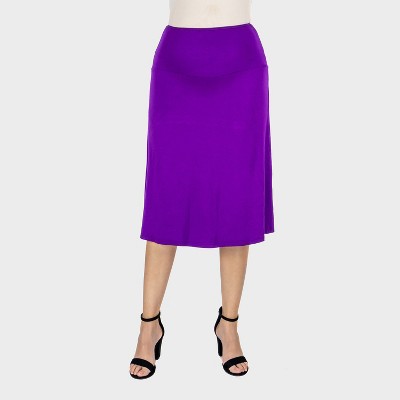 24seven Comfort Aapparel Maternity Elastic Waist A Line Knee Length Skirt