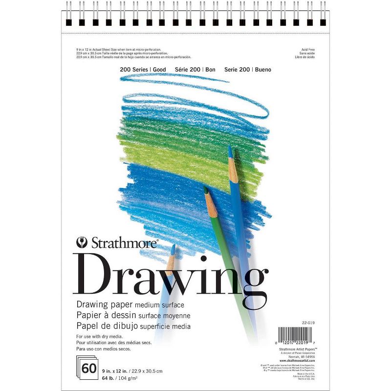 9&#34;x12&#34; Spiral Drawing Paper Pad 60 Sheets -Strathmore, 1 of 4