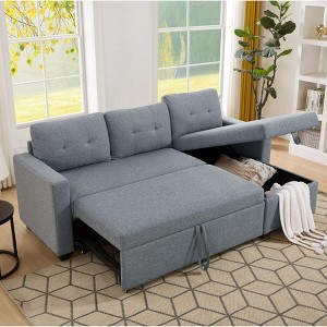 NicBex Modern Pull Out Sofa Bed Linen Convertible Sofa Couch with Storage Chaise for Living Room - 1 of 4