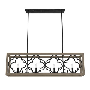 Hunter Fans 9" Gablecrest 4-Light Linear Chandelier French Oak Finish - 1 of 3