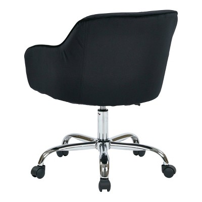 Black Velvet Swivel Task Chair with Chrome Base