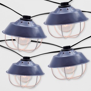 10ct Outdoor Cage String Lights Navy - Threshold , Blue