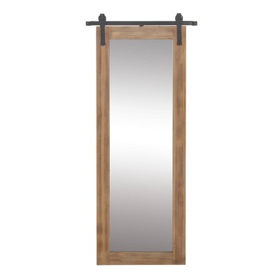 70" x 32" Farmhouse Rectangular Wooden Framed Wall Mirror with Iron Wall Brackets - Olivia & May