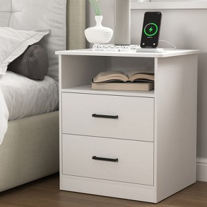 CIPACHO Black 2 Drawer Modern Nightstand with Charger Station USB Type C Ports AC Outlets and Ample Storage for Bedroom - 1 of 4