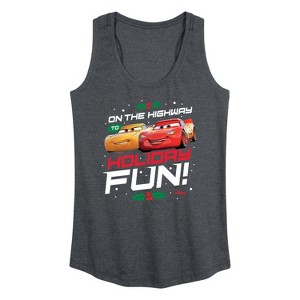 Women's - Disney - On The Highway To Holiday Fun Graphic Racerback Tank - 1 of 4
