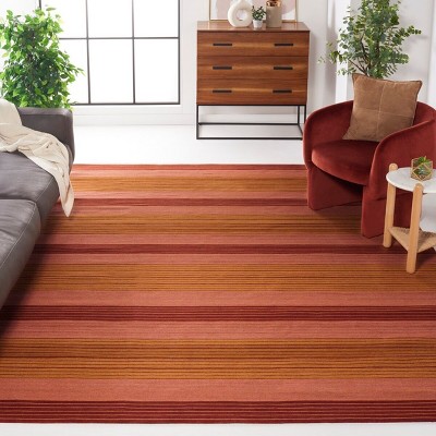 Marbella Rust Red Hand Loomed Wool 8' x 10' Area Rug