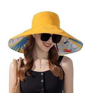 Anna-Kaci Wide Brim Floppy Sun Hat with Colorful Printed Underside UV Protection Lightweight Foldable Design for Outdoor Use - 1 of 4