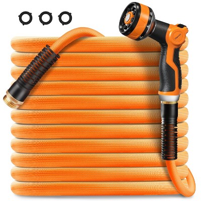 AMMER 100FT Garden Hose, Flexible Lightweight Non-Expandable Water Hose, Kink-Free with 8-Function Nozzle & 3/4" Leak-Proof Connector