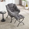 Airsurfer Lazy Chair with Ottoman – Modern Lounge Chair with Armrests, Side Pocket & Footrest, Ideal Upholstered Reading Chair for Small Spaces - 4 of 4