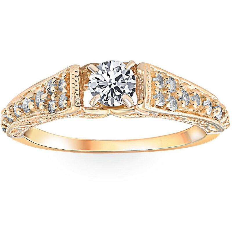 Pompeii3 5/8ct Vintage Diamond Engagement Ring 14K Yellow Gold, 1 of 6