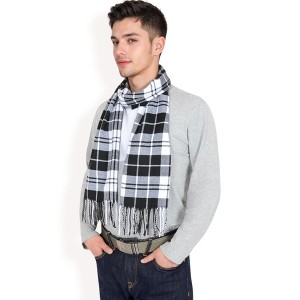 anna-Kaci Men's Classic Plaid Patterned Scarf with Fringed Edges Soft Lightweight Winter Accessory for Timeless Style - 1 of 4