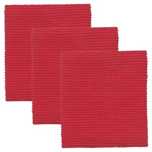 Red Turkish Cotton Ripple Kitchen Towels (Set Of 3)