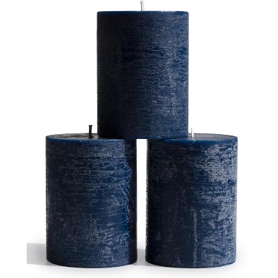 3x4 inch Pillar Candles Set of 3 ¨C Unscented Dripless Rustic Candles for Decor, Centerpieces, Weddings