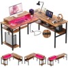 Aheaplus 47'' Reversible L Shaped Desk with Storage, Power Outlet, USB Ports and LED Strip - image 3 of 4