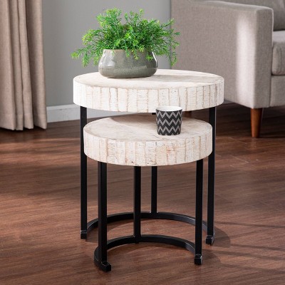 Set of 2 Highio Nesting Side Tables White/Black - Aiden Lane
