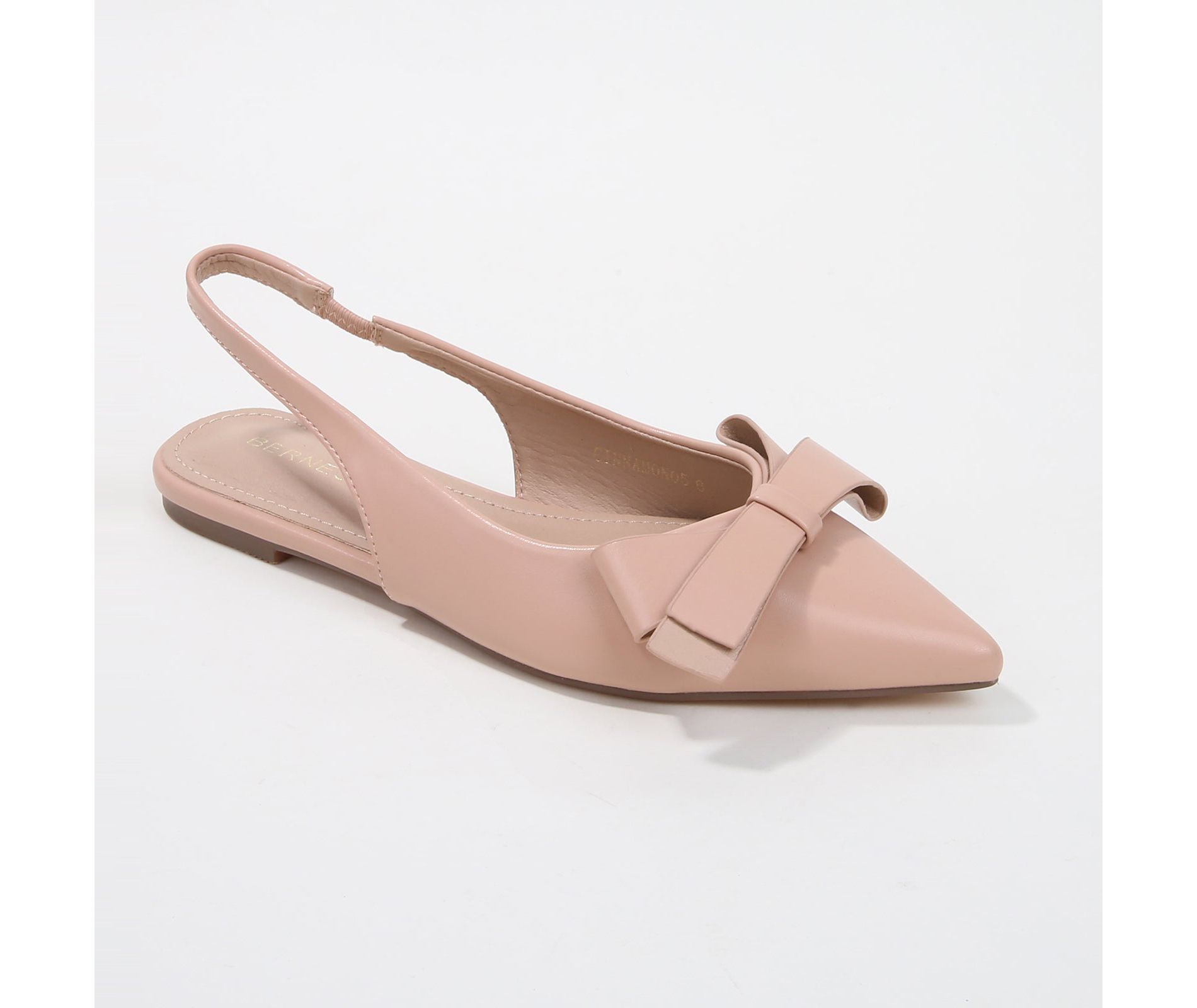 Berness Women's Cinnamon Vegan Leather Slingback Flats with Bow Detail