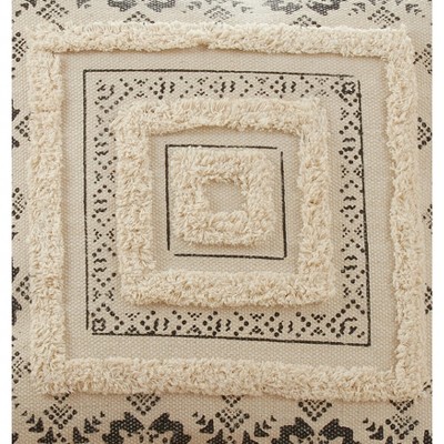 Embroidered Cotton Tufted Decorative Pillow Cover