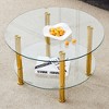 NicBex Contemporary Minimalist Double-Layer Tempered Glass Coffee Table with Storage,Round Center Table for Living Room - 2 of 4