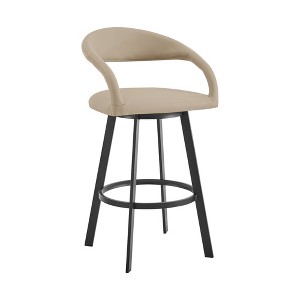 Armen Living 26" Ramona Iron and Faux Leather Swivel Counter Height Barstool - 1 of 4