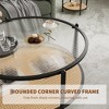 Garvee 30" Rattan Coffee Table, 2-Tier Round End Table with Storage, Round Water-Wave Glass Metal Center Tables, Modern Circular Coffee Tables - 4 of 4