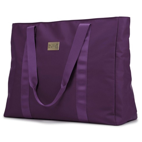 purple weekender bag