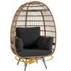 Oversize 360Swivel Egg Chair Patio Rattan Egg Basket Lounge Chair, Steel Frame Stand and 4 Cushions for Patio, Porch,Living Room - 2 of 4